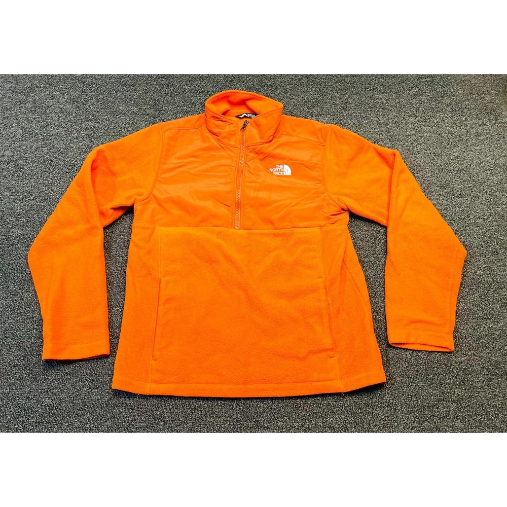 The North Face Sweater Youth Large Orange Fleece High Quarter Zip Neck Casual